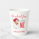 Christmas Vintage Santa First Birthday Paper Cups<br><div class="desc">Oh what fun,  it is to be One! Christmas Vintage Santa first birthday party.</div>