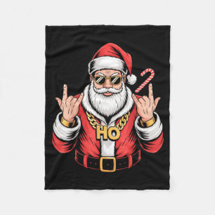 Christmas Vintage Santa Ho Ho Chain Retro Xmas Reb Fleece Blanket