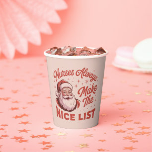 Christmas Vintage Santa Nurses Make the Nice List Paper Cups
