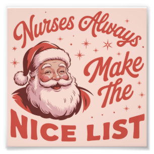 Christmas Vintage Santa Nurses Make the Nice List Photo Print