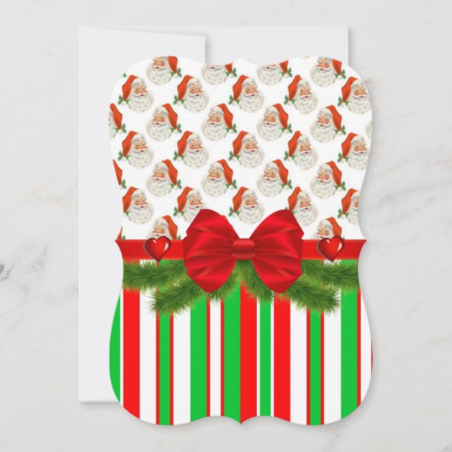 Christmas Vintage Santa Stripe Flat Greeting Cards (Front)