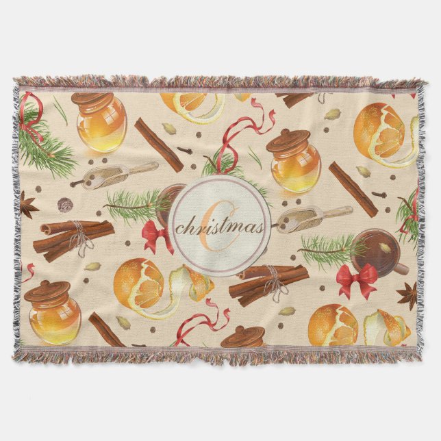 Christmas Vintage Scents Throw Blanket (Front)