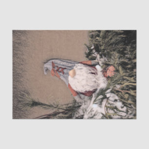 Christmas Vintage Sepia Sketch Rustic Gnome Tissue Paper