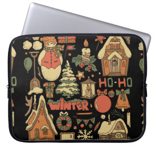 christmas vintage set 1 laptop sleeve