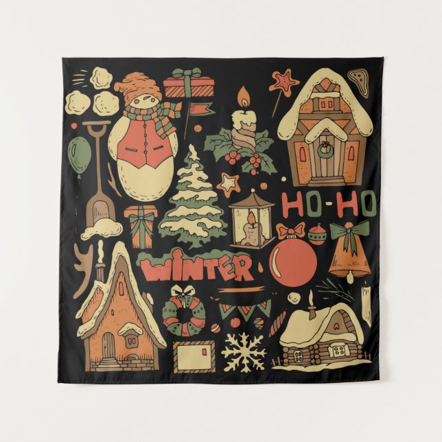 christmas vintage set 1 tapestry (Front)