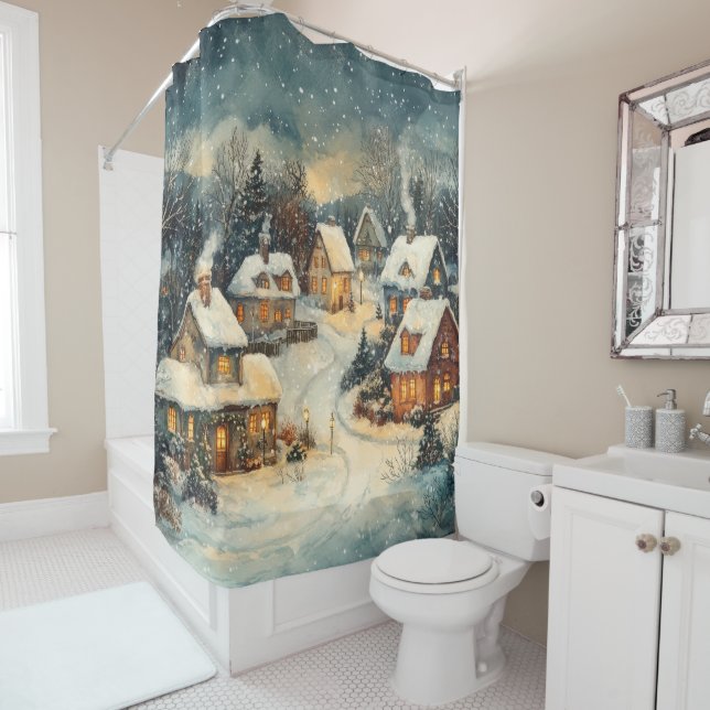 Christmas Vintage Shower Curtain (In Situ)