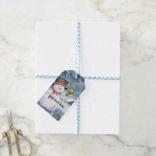 Christmas vintage snowman gift tags