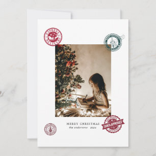 Christmas Vintage Stamps Photo Holiday Card