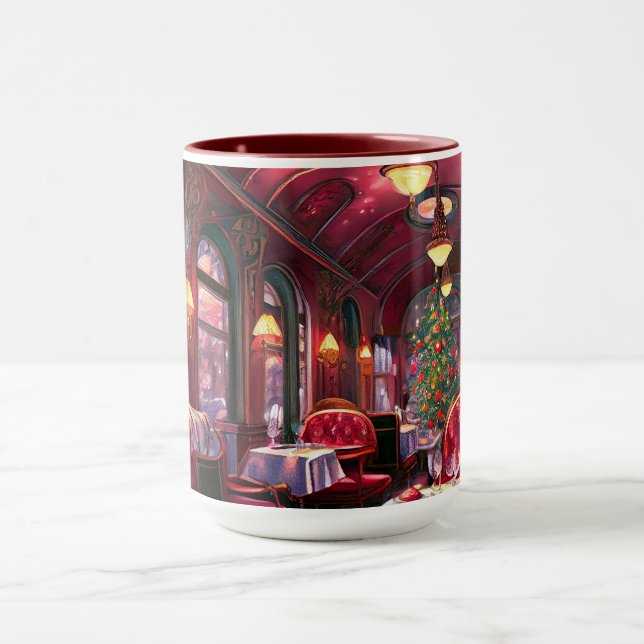 Christmas Vintage Steam Train Snow frozen Woodland Mug (Center)