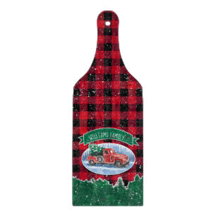 Christmas Vintage Truck Add Name 4.75" x 12.75" Cutting Board