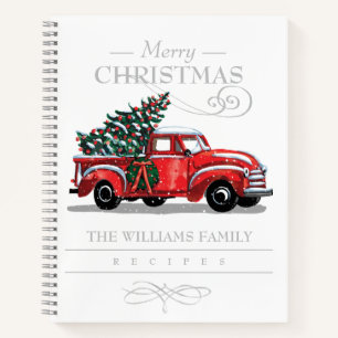 Christmas Vintage Truck Family Name Holiday Recipe Notebook