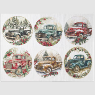 Christmas Vintage Truck Rounds Tissue Paper