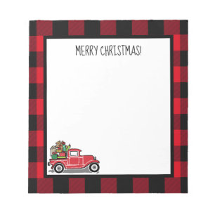 Christmas Vintage Truck Toys Buffalo Check 5.5 x 6 Notepad