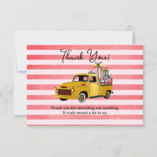 Christmas Vintage Truck Wedding Thank You Card