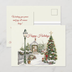Christmas Vintage Winter Scene Happy Holidays Postcard