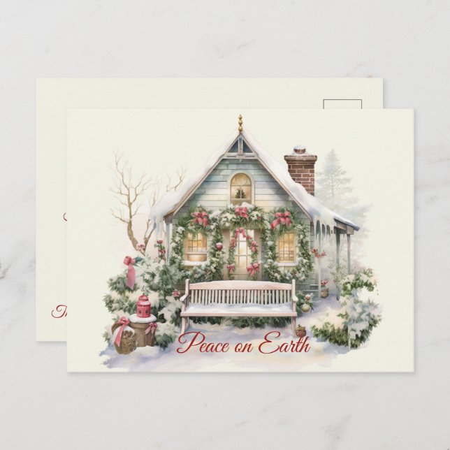 Christmas Vintage Winter Scene  Postcard (Front/Back)