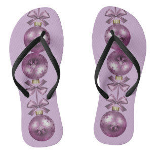 Christmas Violet Ornaments Holidays Thongs
