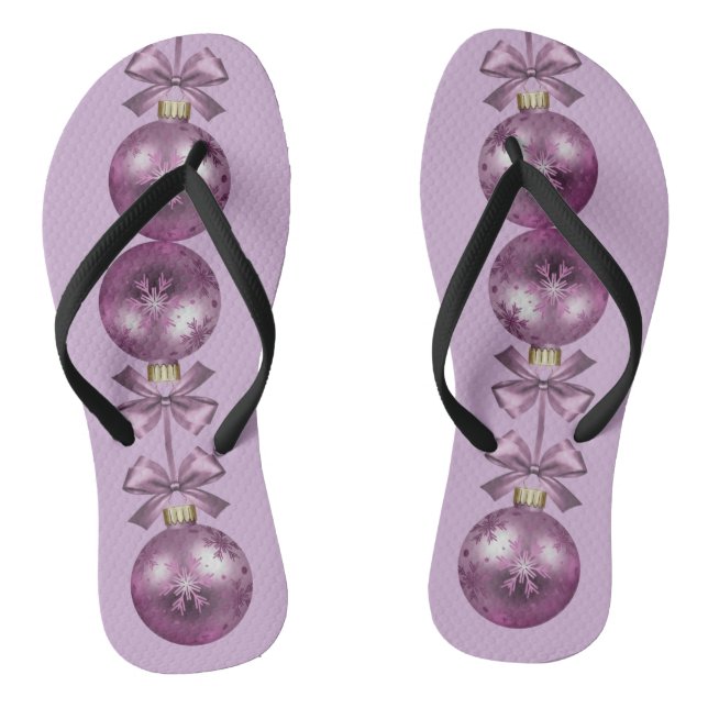 Christmas Violet Ornaments Holidays Thongs (Footbed)