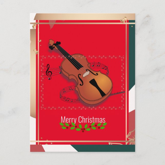 Christmas Violin Music, Colourful, Postcard (Front)