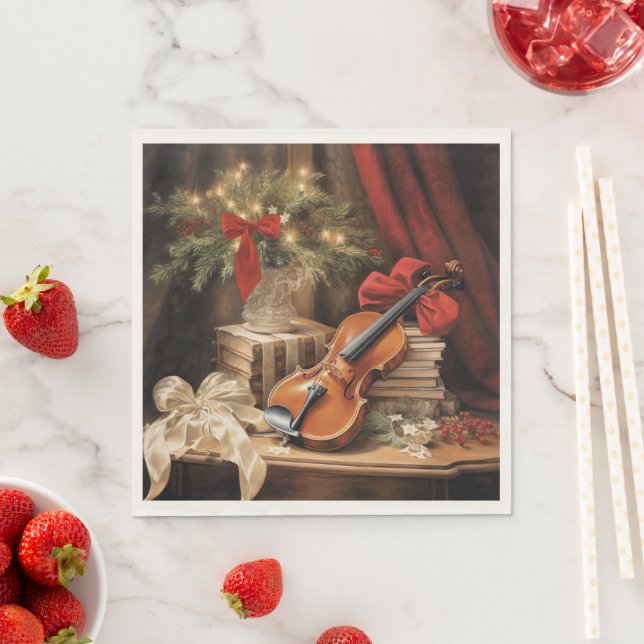 Christmas Violin Music Napkin (Insitu)