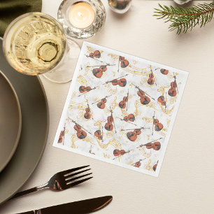 Christmas Violin Music Notes Holiday Napkin
