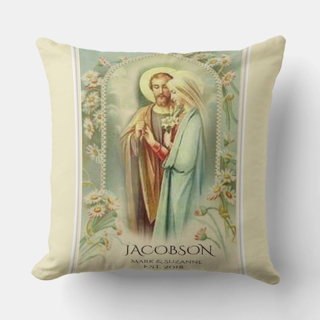 Christmas Virgin Mary St. Joseph Wedding Cushion (Front)