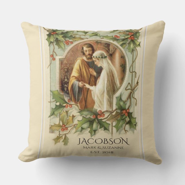 Christmas Virgin Mary St. Joseph Wedding Cushion (Front)