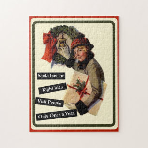 Christmas Visit Vintage Funny Holiday Jigsaw Puzzle