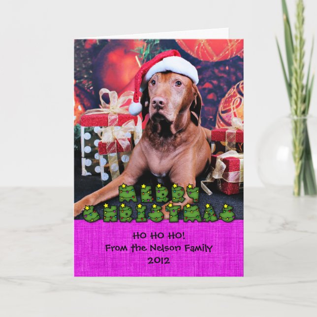 Christmas - Vizsla - Budda Holiday Card (Front)