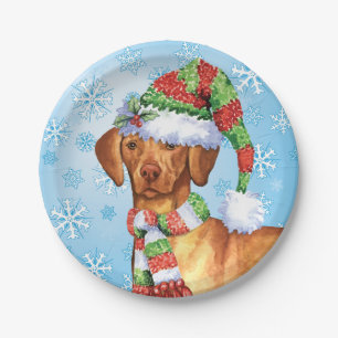 Christmas Vizsla Paper Plate