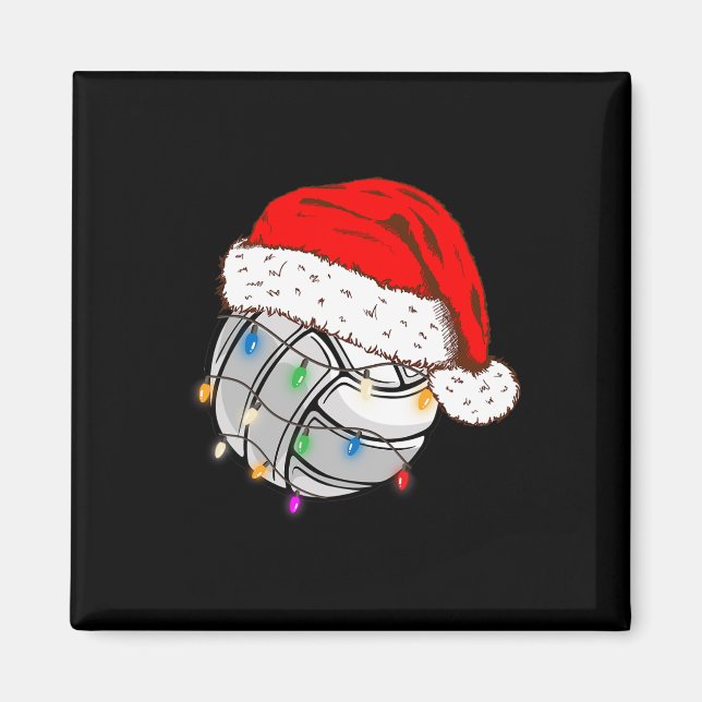 Christmas Volleyball Ball Santa Hat Funny Sport Xm Magnet (Front)