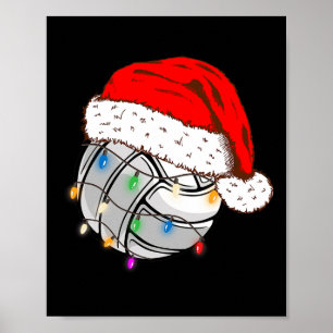 Christmas Volleyball Ball Santa Hat Funny Sport Xm Poster
