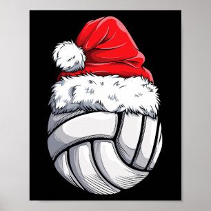 Christmas Volleyball Ball Santa Hat Funny Sport Xm Poster