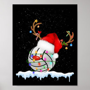 Christmas Volleyball Ball Santa Hat Xmas Boys Men Poster