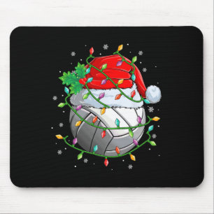 Christmas Volleyball Ball Santa Hat Xmas Lights Me Mouse Pad