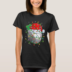 Christmas Volleyball Ball Santa Hat Xmas Lights Me T-Shirt