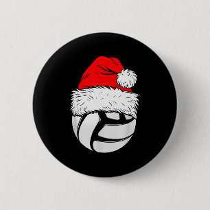 Christmas Volleyball Ball Santa Hat Xmas Matching 6 Cm Round Badge