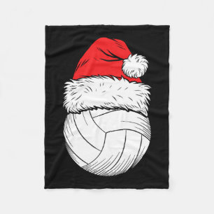 Christmas Volleyball Ball Santa Hat Xmas Matching  Fleece Blanket