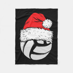 Christmas Volleyball Ball Santa Hat Xmas Matching  Fleece Blanket