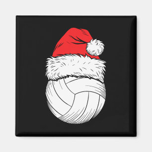 Christmas Volleyball Ball Santa Hat Xmas Matching Magnet