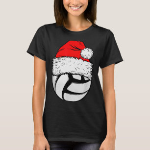 Christmas Volleyball Ball Santa Hat Xmas Matching T-Shirt