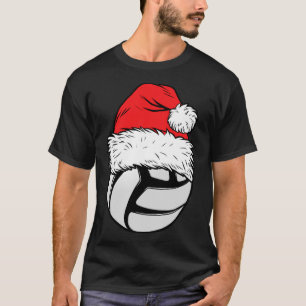 Christmas Volleyball Ball Santa Hat Xmas Matching  T-Shirt