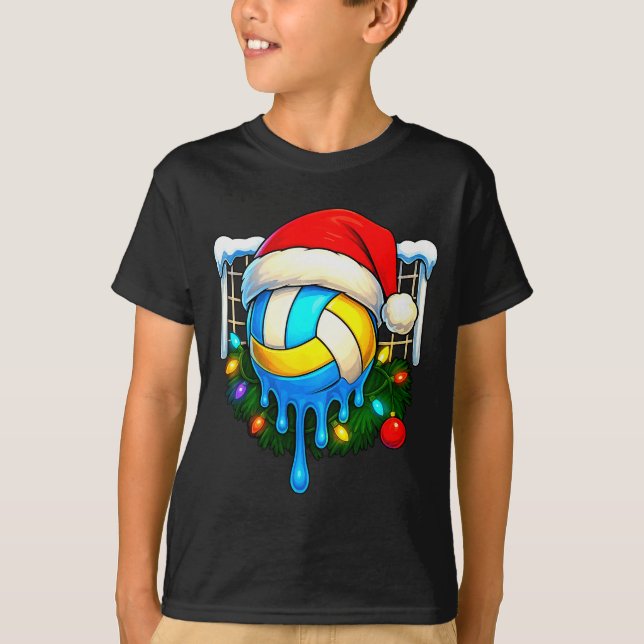 Christmas Volleyball Drip Ice Cream Drip Xmas  T-Shirt (Front)