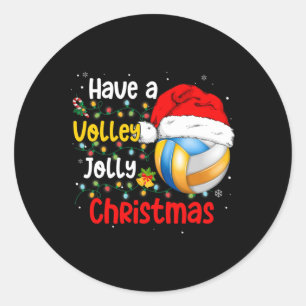 Christmas Volleyball Have A Volley Jolly Christmas Classic Round Sticker