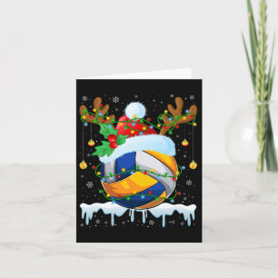 Christmas Volleyball Lover Santa Hat Xmas Lights R Card