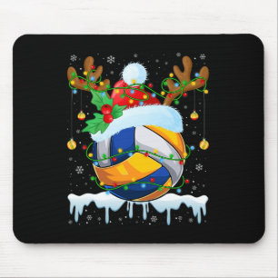 Christmas Volleyball Lover Santa Hat Xmas Lights R Mouse Pad