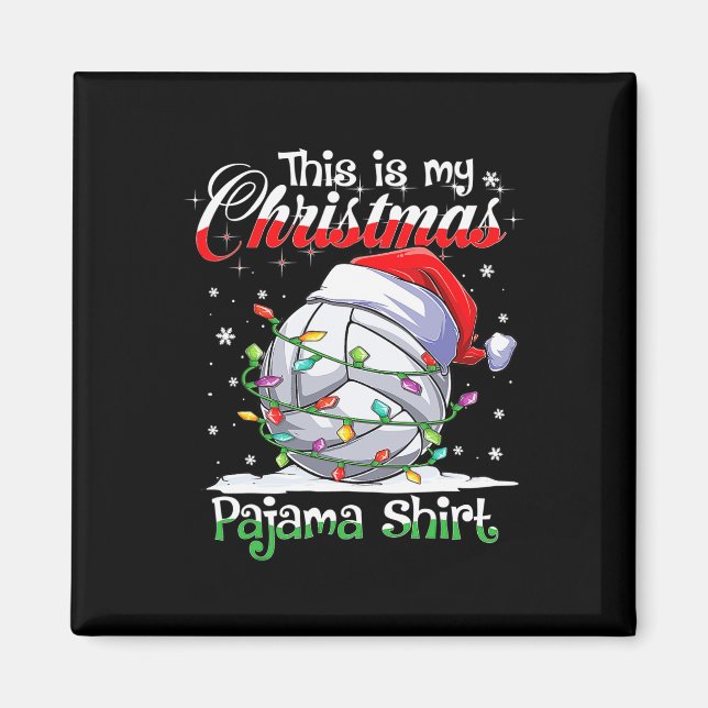 Christmas Volleyball Pajama Xmas Volleyball Player Magnet (Front)