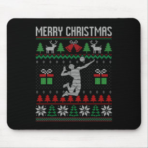 Christmas Volleyball Player Xmas Sport Lover Ugly  Mouse Pad