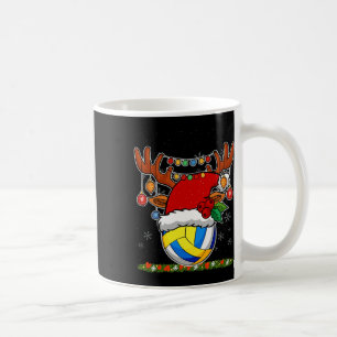 Christmas Volleyball Reindeer &amp; Santa Hat Xmas Coffee Mug