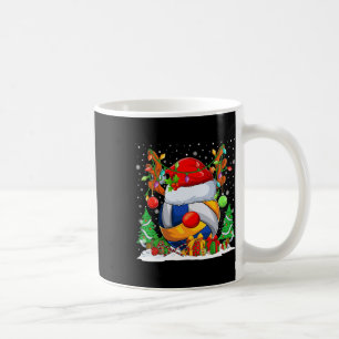 Christmas Volleyball Reindeer &amp; Santa Hat Xmas Coffee Mug